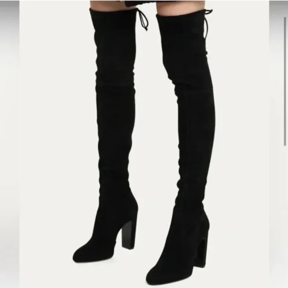 Stuart Weitzman Vidaland Convertible Boot in Black Crushed Velvet. Sz: 6.5